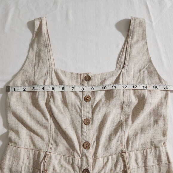 Shinestar Women Size M Linen Blend Button Front Belted Sleeveless Romper Casual - Picture 12 of 15
